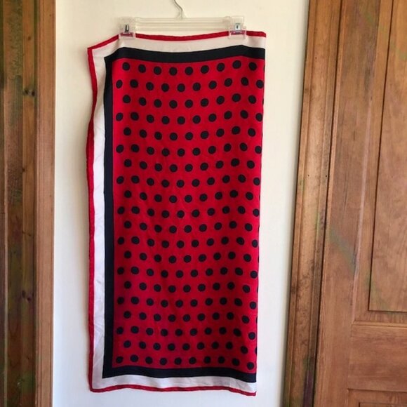 ST. JOHN Red White Blue Polka Dot Square Scarf Vintage Rare - Picture 5 of 16